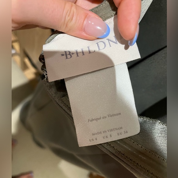 BHLDN Ruby Twist Halter Satin Gown - Moss Green - Size 4 - Like new - Picture 9 of 9